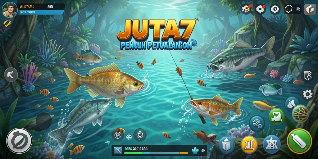 Tampilan gameplay memancing yang menakjubkan di JUTA7.