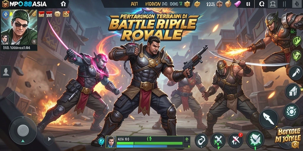 Tampilan aksi mendebarkan dalam gameplay MPO88ASIA Battle Royale.
